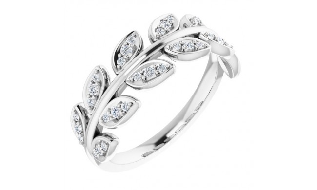 14K White 1/4 CTW Diamond Leaf Ring