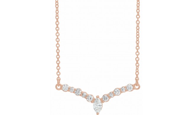 14K Rose 1/3 CTW Diamond 18 V Necklace