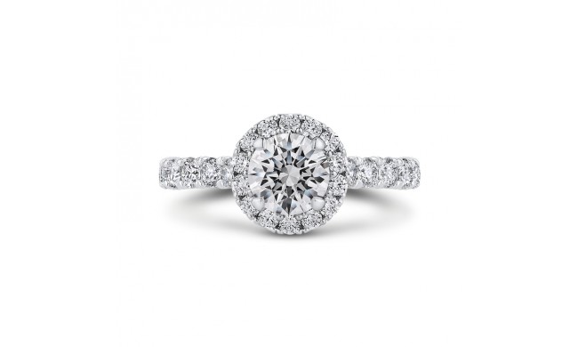 Shah Luxury Round Halo Diamond Engament Ring In 14K White Gold (Semi-Mount)