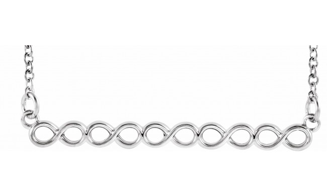 14K White Infinity-Inspired 16-18 Bar Necklace