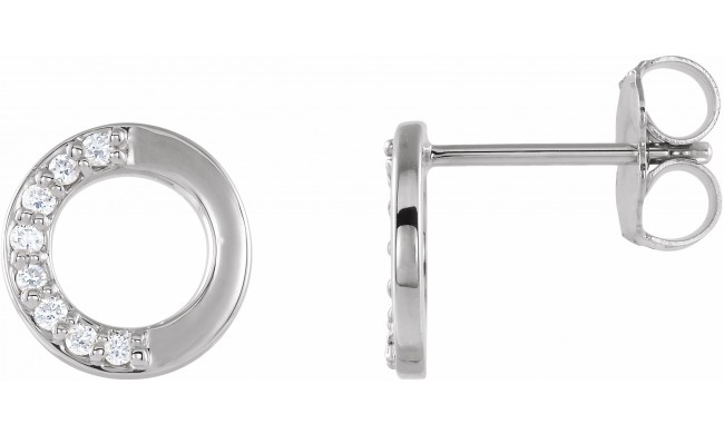 14K White .08 CTW Diamond Circle Earrings