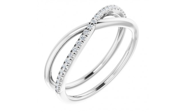 14K White 1/10 CTW Diamond Criss-Cross Ring