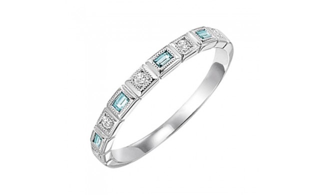 Gems One 10Kt White Gold Diamond (1/12Ctw) & Aquamarine (1/8 Ctw) Ring
