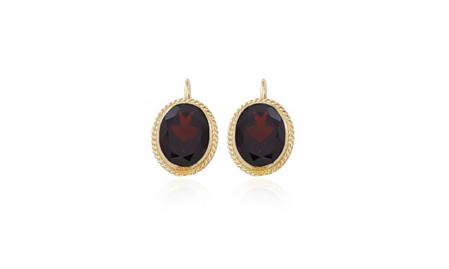 14K Yellow Gold & 10X8 Garnet Earrings