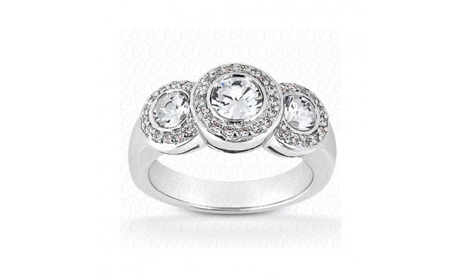 14k White Gold Diamond Semi-Mount 3 Stone Engagement Ring