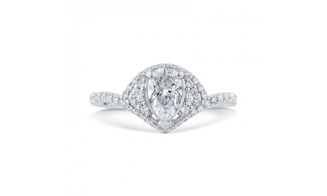 Shah Luxury 14K White Gold Pear Diamond Engagement Ring (Semi-Mount)