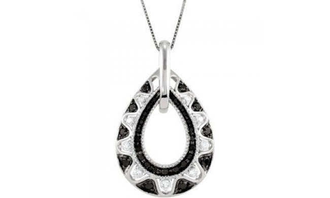14K White 1/2 CTW Black & White Diamond 18 Necklace