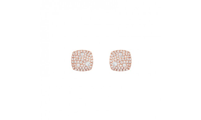 Henri Daussi 14k Rose Gold Diamond Stud Earrings