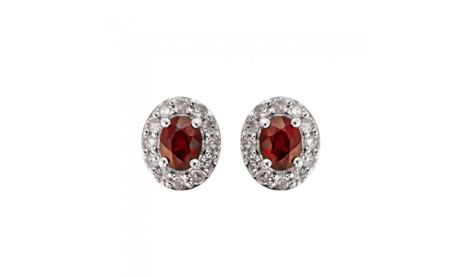Gems One 10Kt White Gold Diamond (1/6Ctw) & Ruby (3/8 Ctw) Earring