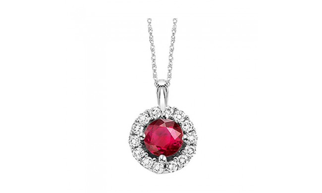 Gems One 14Kt White Gold Diamond (1/12Ctw) & Ruby (1/4 Ctw) Pendant