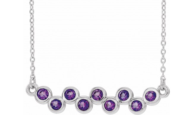 14K White Amethyst Bezel-Set Bar 16-18 Necklace