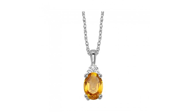 Gems One 10Kt White Gold Diamond (1/50Ctw) & Citrine (1/2 Ctw) Pendant