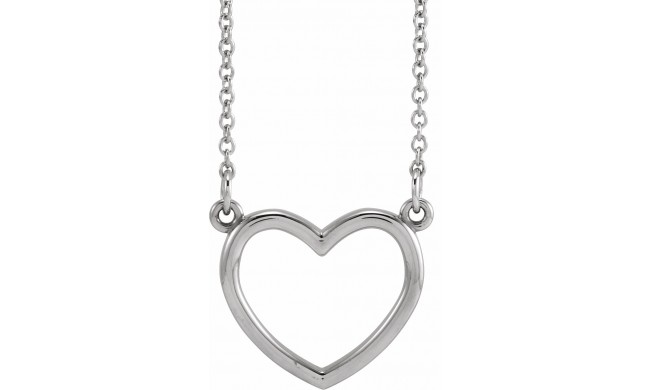 14K White 13.8x13 mm Heart 16 Necklace