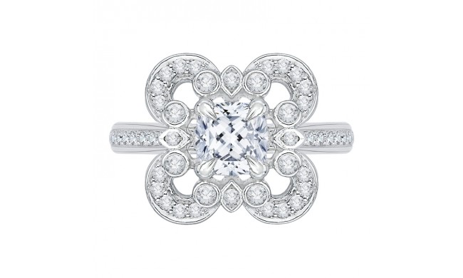 Shah Luxury Cushion Diamond Engagement Ring In 14K White Gold (Semi-Mount)