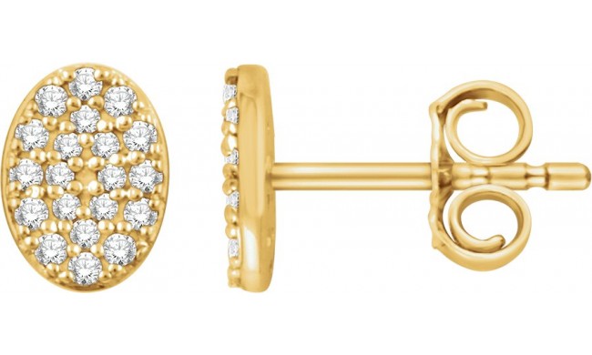 14K Yellow 1/6 CTW Diamond Oval Cluster Earrings