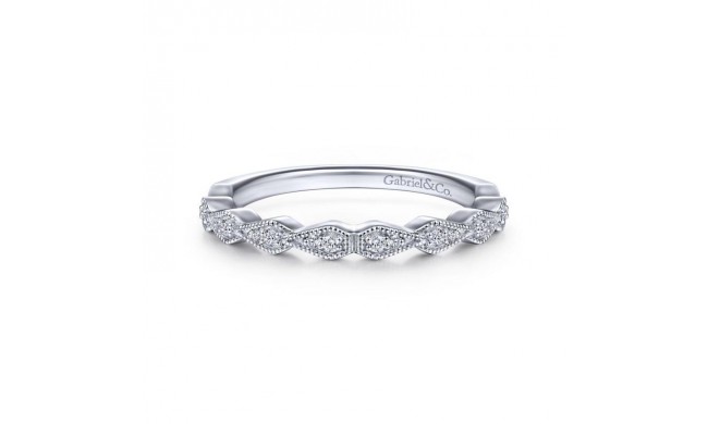 Gabriel & Co. 14k White Gold Victorian Diamond Wedding Band