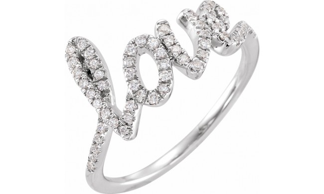 14K White 1/4 CTW Diamond Love Ring