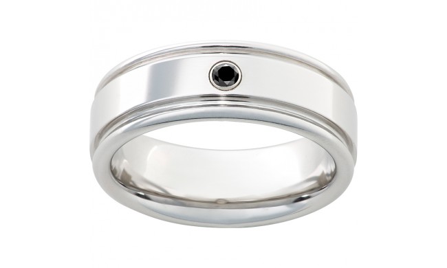 Serinium Rounded Edge Band with One .06 Round Black Diamond and Polish Finish