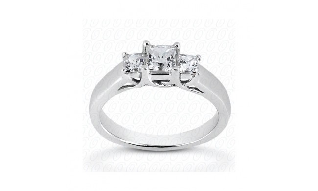 14k White Gold Diamond Semi-Mount 3 Stone Engagement Ring