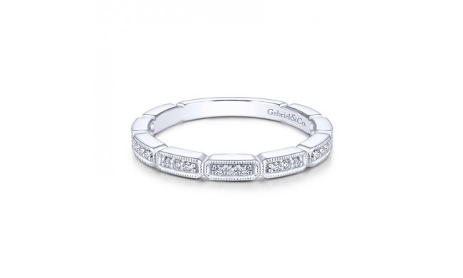 Gabriel & Co. 14k White Gold Victorian Diamond Wedding Band