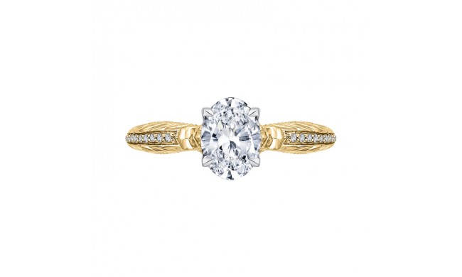 Shah Luxury 14K Two-Tone Gold Oval Diamond Engagement Ring (Semi-Mount)