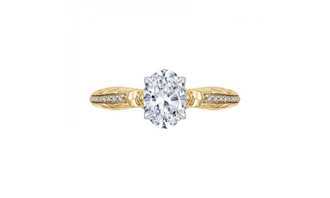 Shah Luxury 14K Two-Tone Gold Oval Diamond Engagement Ring (Semi-Mount)