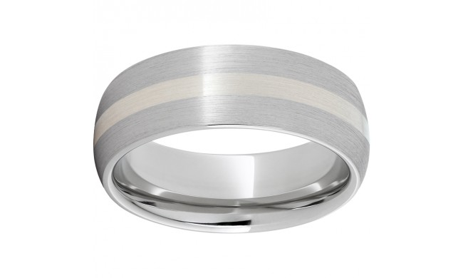 Serinium Domed Band with a 2mm Sterling Silver Inlay and Satin Finish