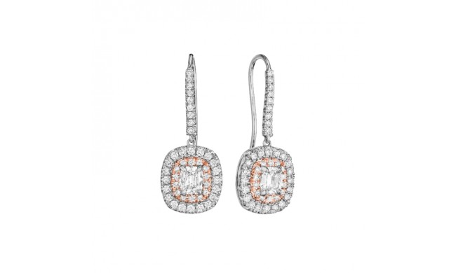 Henri Daussi 18k Rose Gold Diamond Drop Earrings