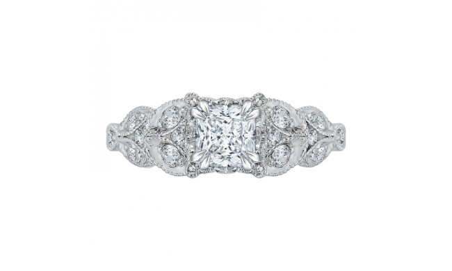 Shah Luxury Princess Cut Diamond Floral Engagement Ring In 14K White Gold (Semi-Mount)