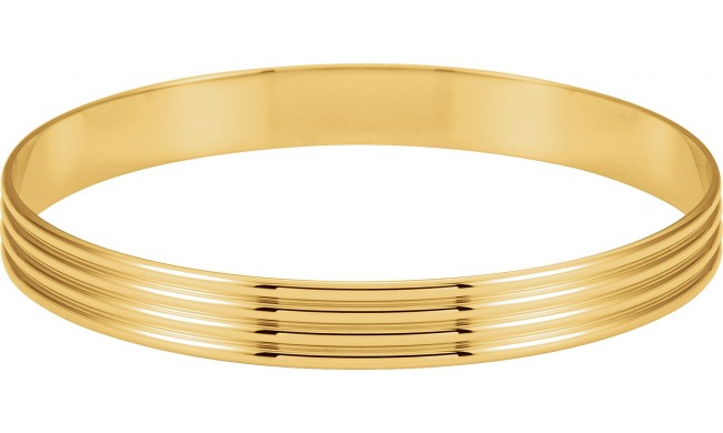 14K Yellow 8 mm Grooved Bangle Bracelet