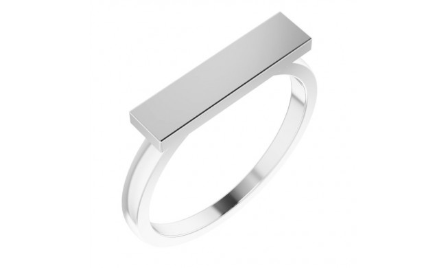 14K White 16x4 mm Rectangle Signet Ring