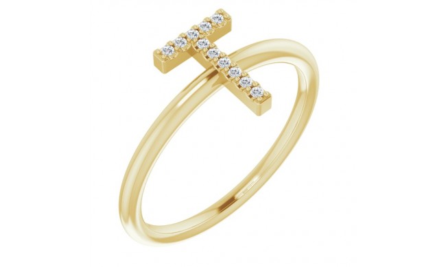 14K Yellow .06 CTW Diamond Initial T Ring