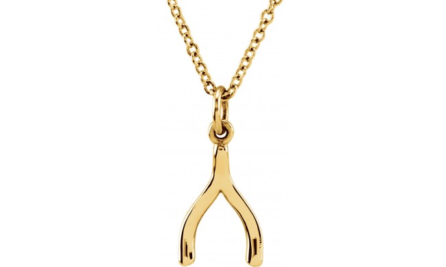 18K Yellow Vermeil Tiny Poshu00ae Wishbone 16-18 Necklace