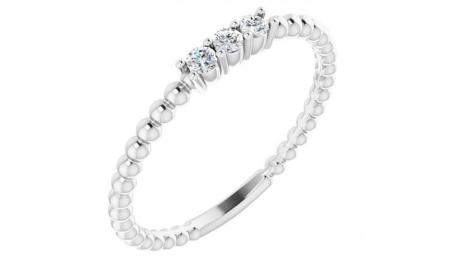 14K White 1/10 CTW Diamond Beaded Ring