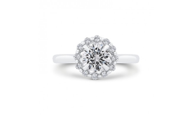 Shah Luxury Round Cut Diamond Floral Engagement Ring In 14K White Gold (With Center)