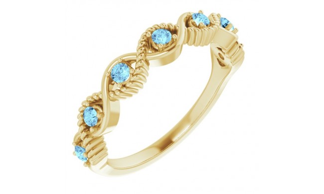 14K Yellow Aquamarine Stackable Ring