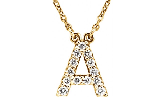 14K Yellow Initial A 1/6 CTW Diamond 16 Necklace