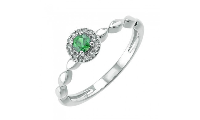 Gems One 10Kt White Gold Diamond (1/12Ctw) & Emerald (1/5 Ctw) Ring