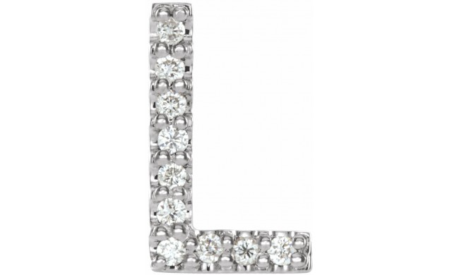 14K White .04 CTW Diamond Single Initial L Earring