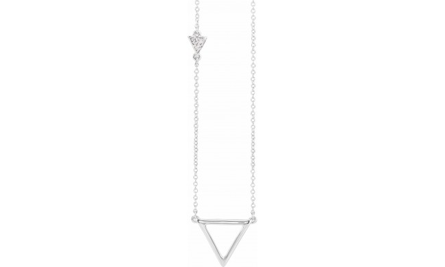 14K White .05 CTW Diamond Triangle 16-18 Necklace