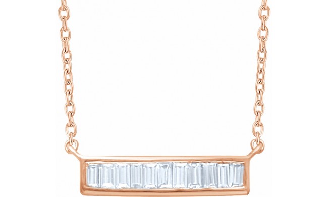 14K Rose 1/4 CTW Diamond Baguette Bar 16-18 Necklace