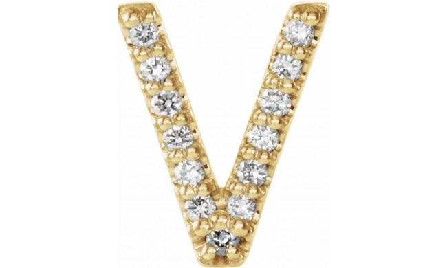 14K Yellow .03 CTW Diamond Single Initial V Earring