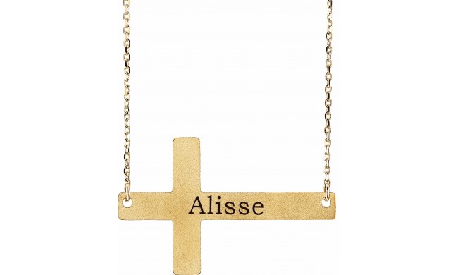 14K Yellow Sideways Cross 16-18 Necklace