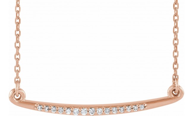 14K Rose .05 CTW Diamond Curved Bar 16-18 Necklace