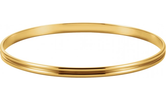 14K Yellow 4 mm Grooved Bangle Bracelet