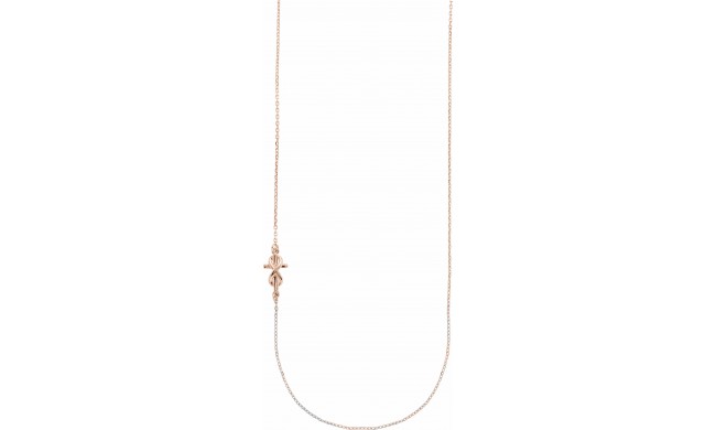 14K Rose Infinity-Inspired Off-Center Sideways Cross 16 Necklace