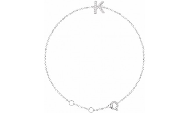 14K White .05 CTW Diamond Initial K 6-7 Bracelet