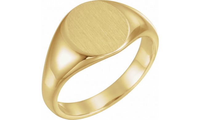 14K Yellow 12.5x10.5 mm Oval Signet Ring
