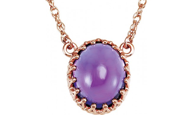 14K Rose 10x8 mm Oval Amethyst 18 Necklace