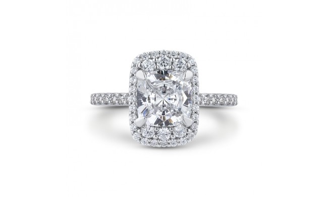 Shah Luxury 14K White Gold Cushion Cut Diamond Engagement Ring (Semi-Mount)